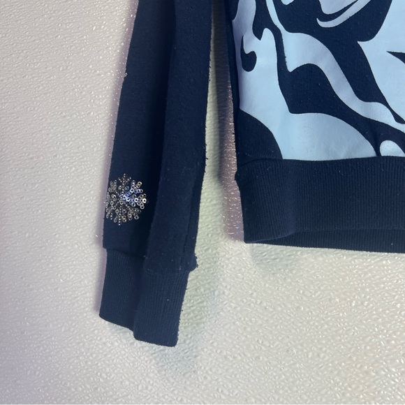 Disney Frozen II Elsa navy blue silver sequin snowflake sweatshirt  Size XS (4/5 - Picture 17 of 17